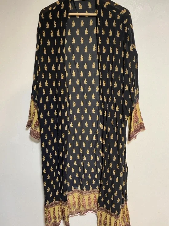 Zara Basic Collection Boho Printed Kimono Cardigan Size M - Picture 2 of 7
